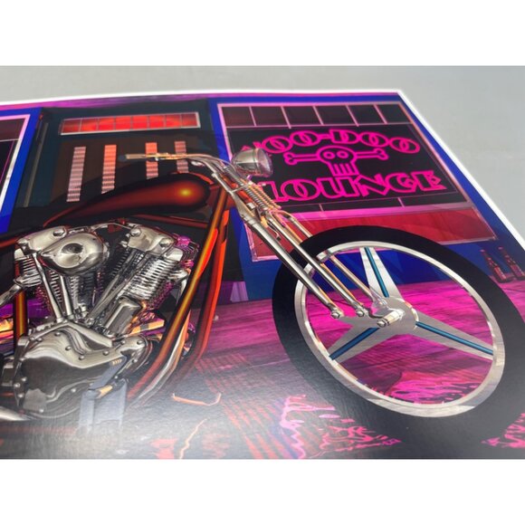 LE GM Harley Davidson motorcycle print artwork signed 7/50 water 16x12" READ - Picture 5 of 7